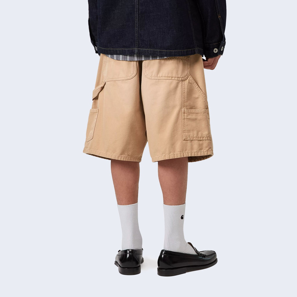 Double Knee Short Dusty H Brown Stone Canvas