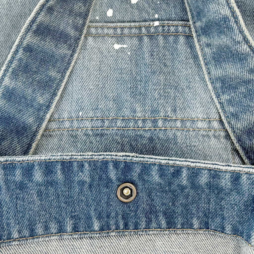 Denim Tote Blue Destroy Wash Splatter