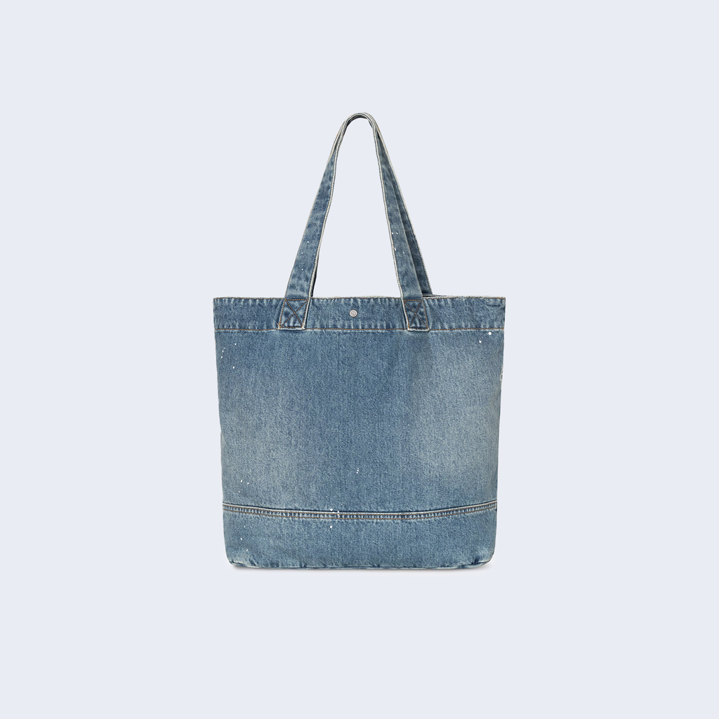 Denim Tote Blue Destroy Wash Splatter