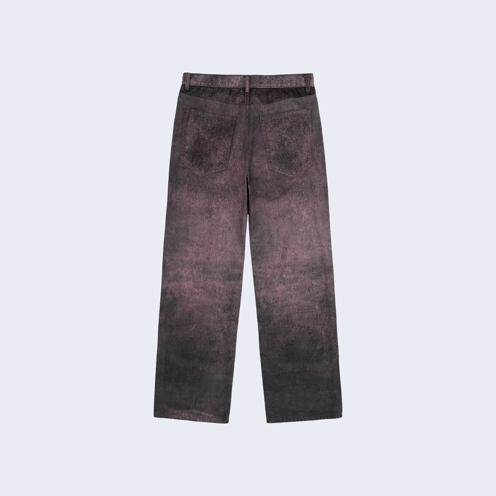 Printed Distressed Baggy Pant Burnt Red