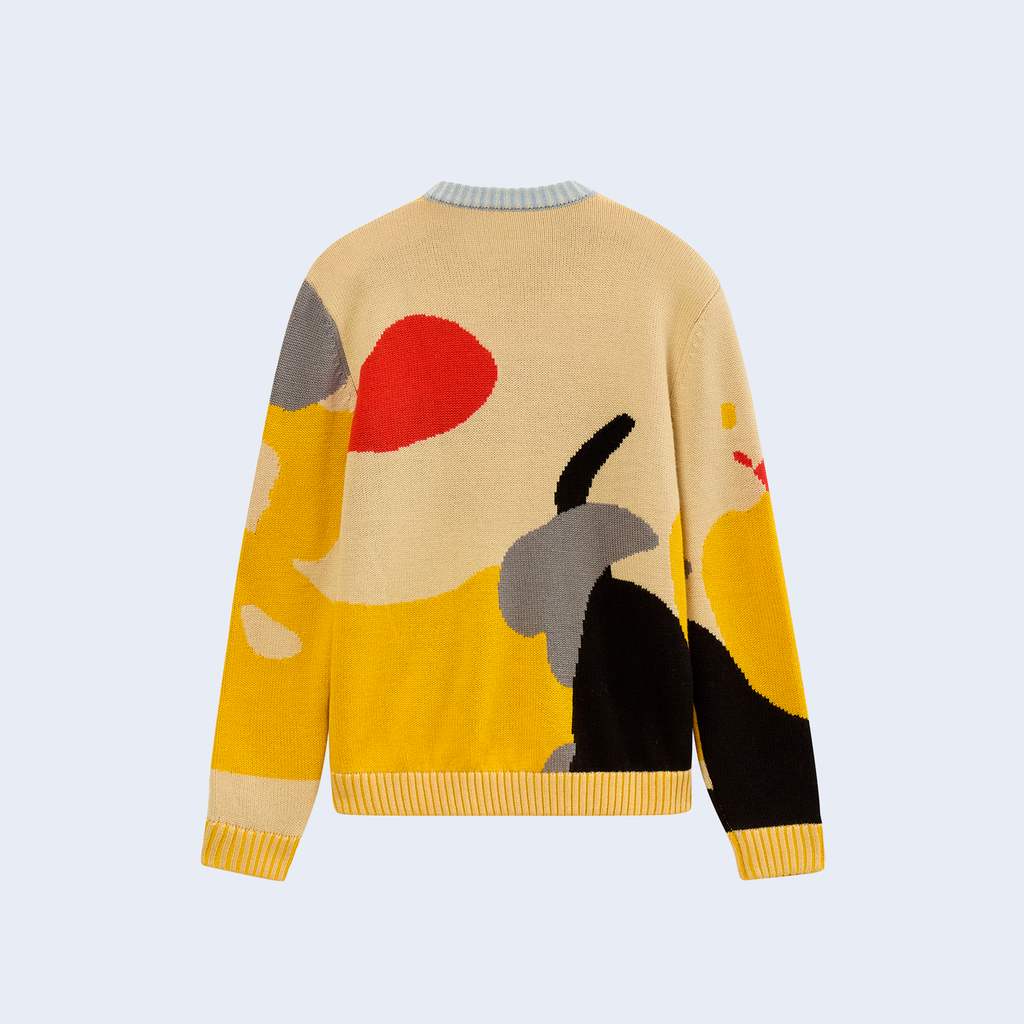 One Last Drink Hand Embrioderd Sweater Yellow