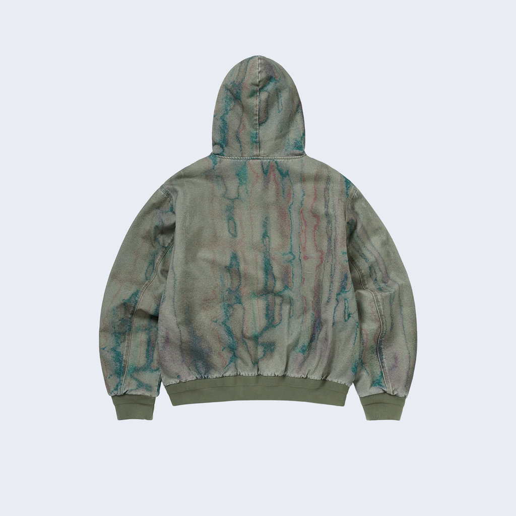 Blurred Hooded Jacket Olive