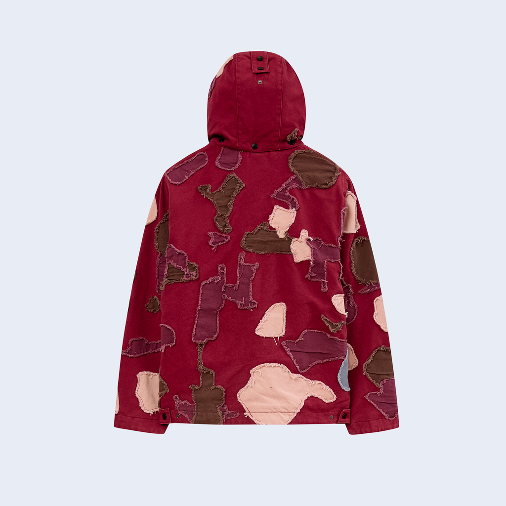 Collaged Man Puffer Burgundy