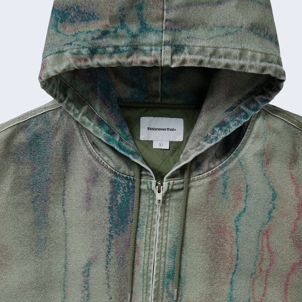 Blurred Hooded Jacket Olive