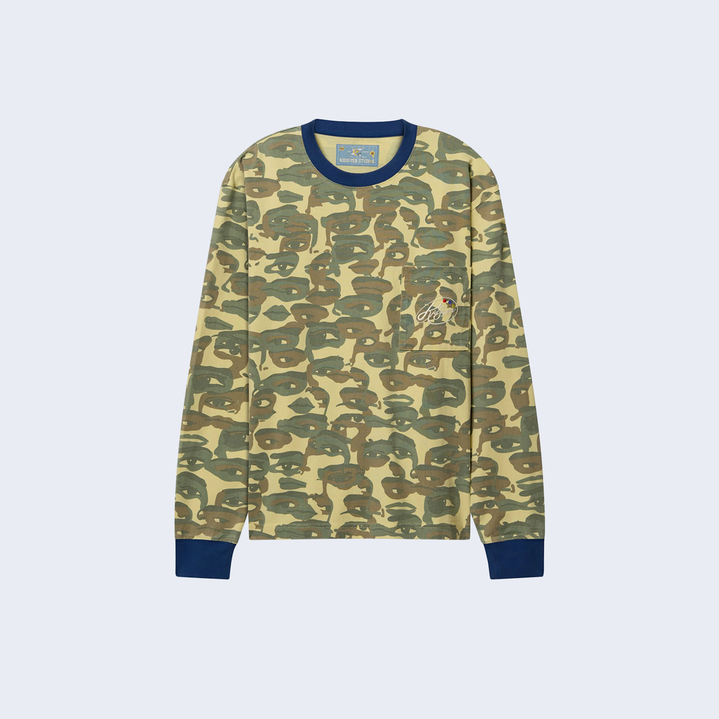 Face Camo Longsleeve Shirt Heavy Wash / Blue Rib