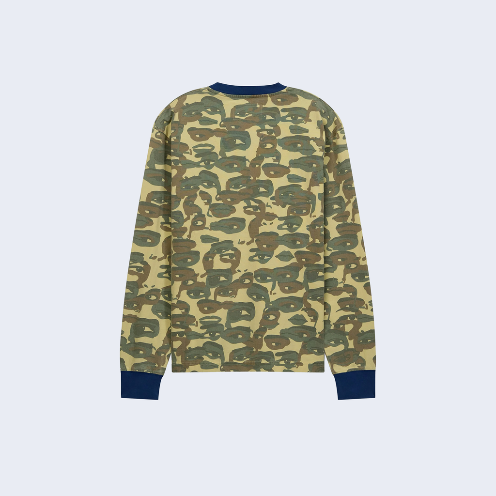 Face Camo Longsleeve Shirt Heavy Wash / Blue Rib