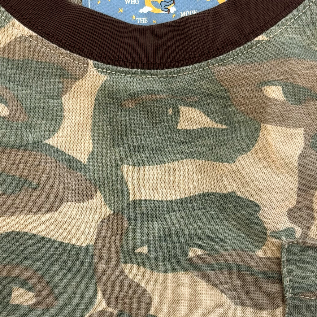 Face Camo Short Sleeve Shirt Green / Brown Rib