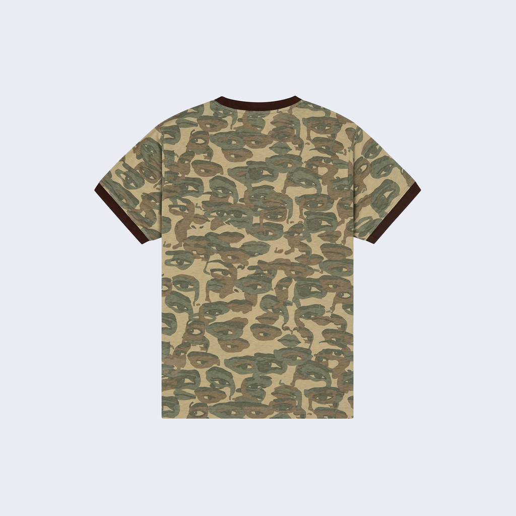 Face Camo Short Sleeve Shirt Green / Brown Rib