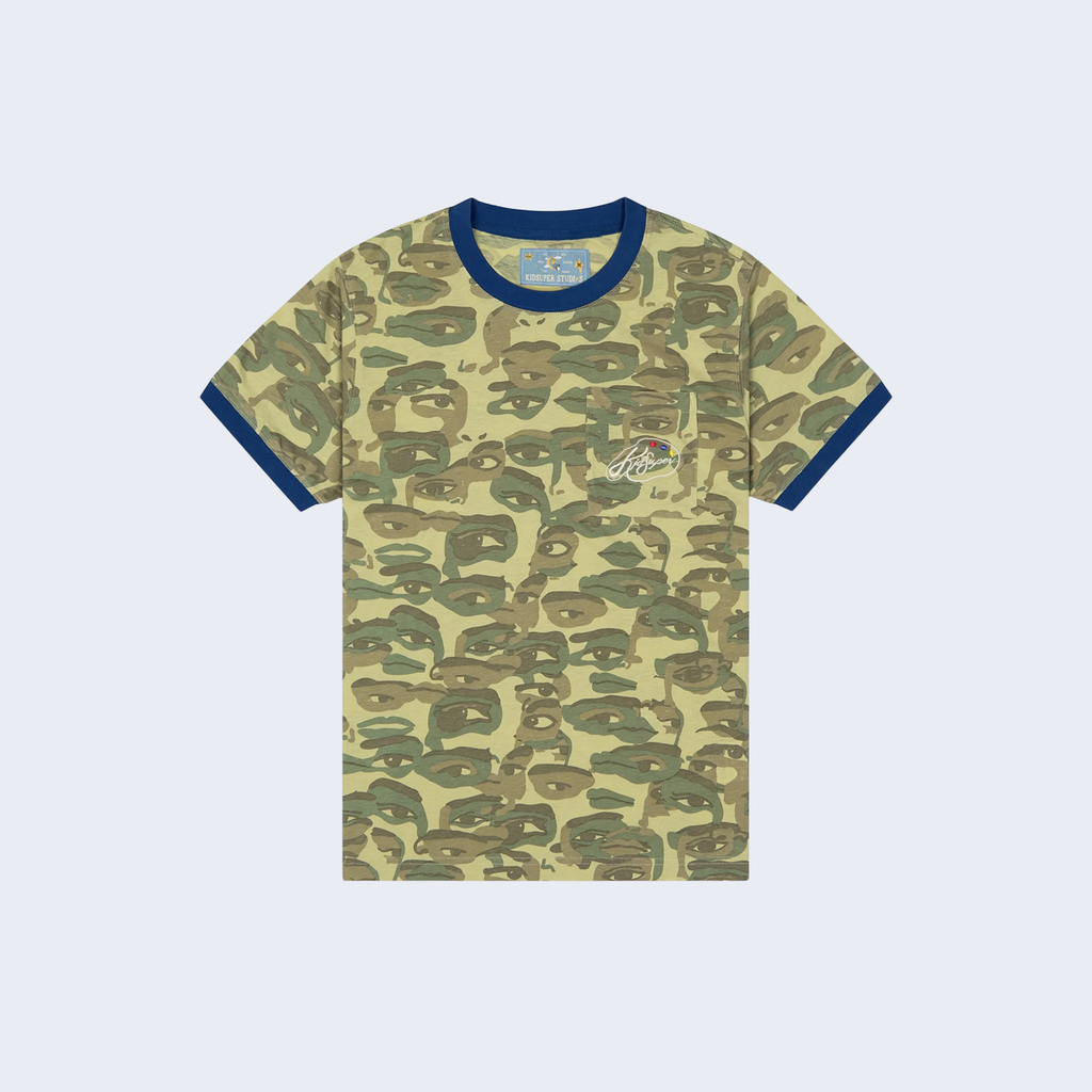 Face Camo Short Sleeve Shirt Heavy Wash / Blue Rib