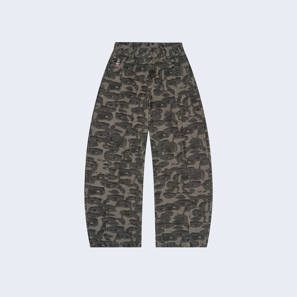 Face Camo Wide Leg Jeans Black