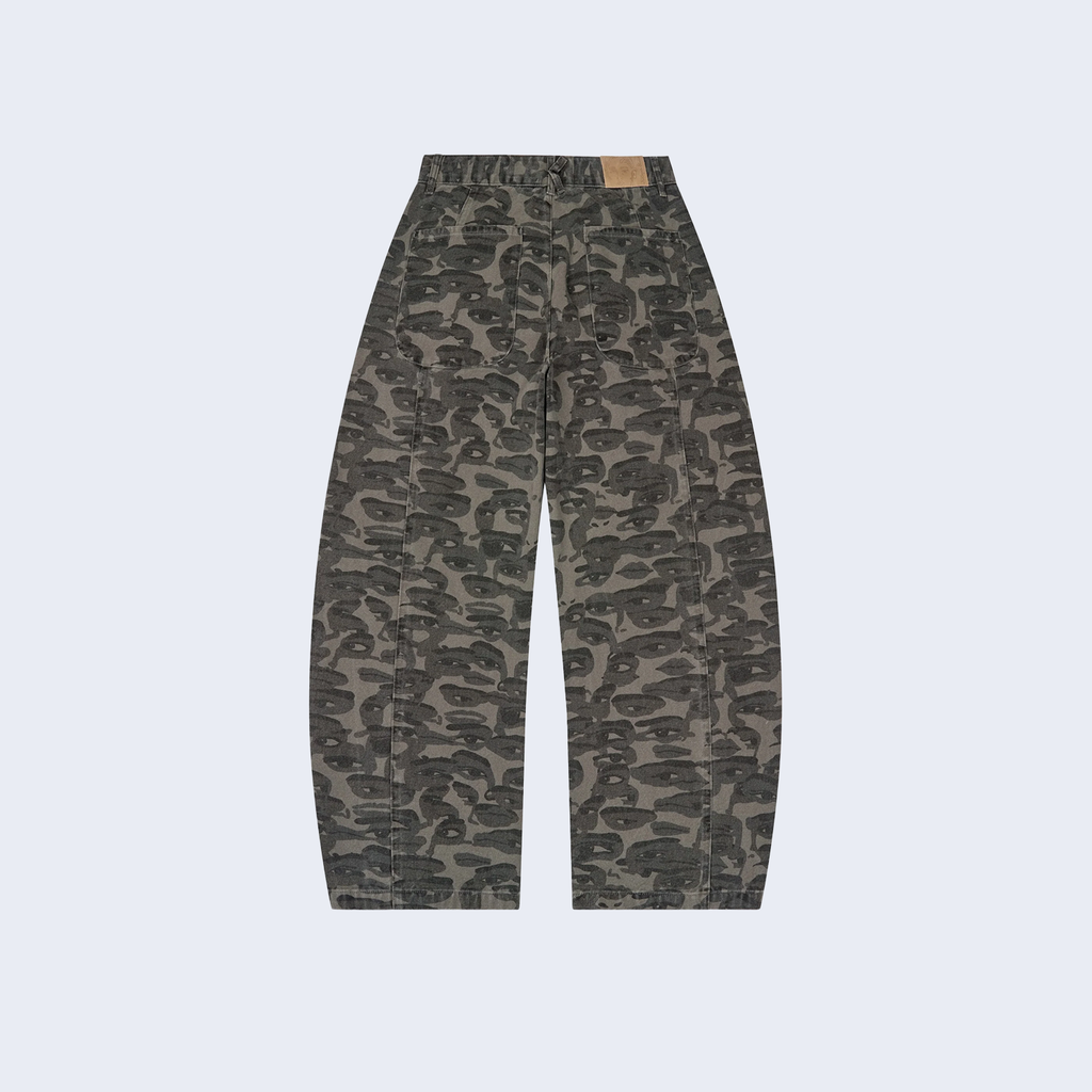 Face Camo Wide Leg Jeans Black