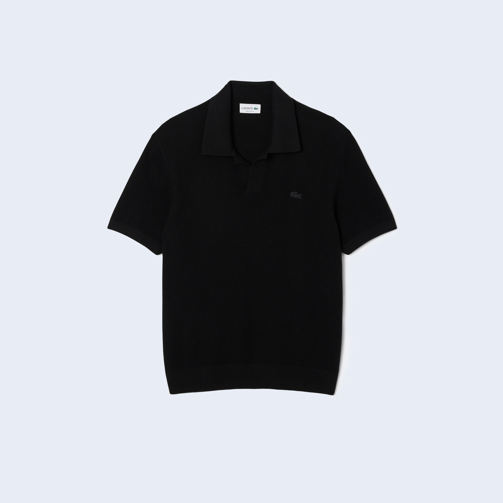 Open Polo Neck Sweater Black