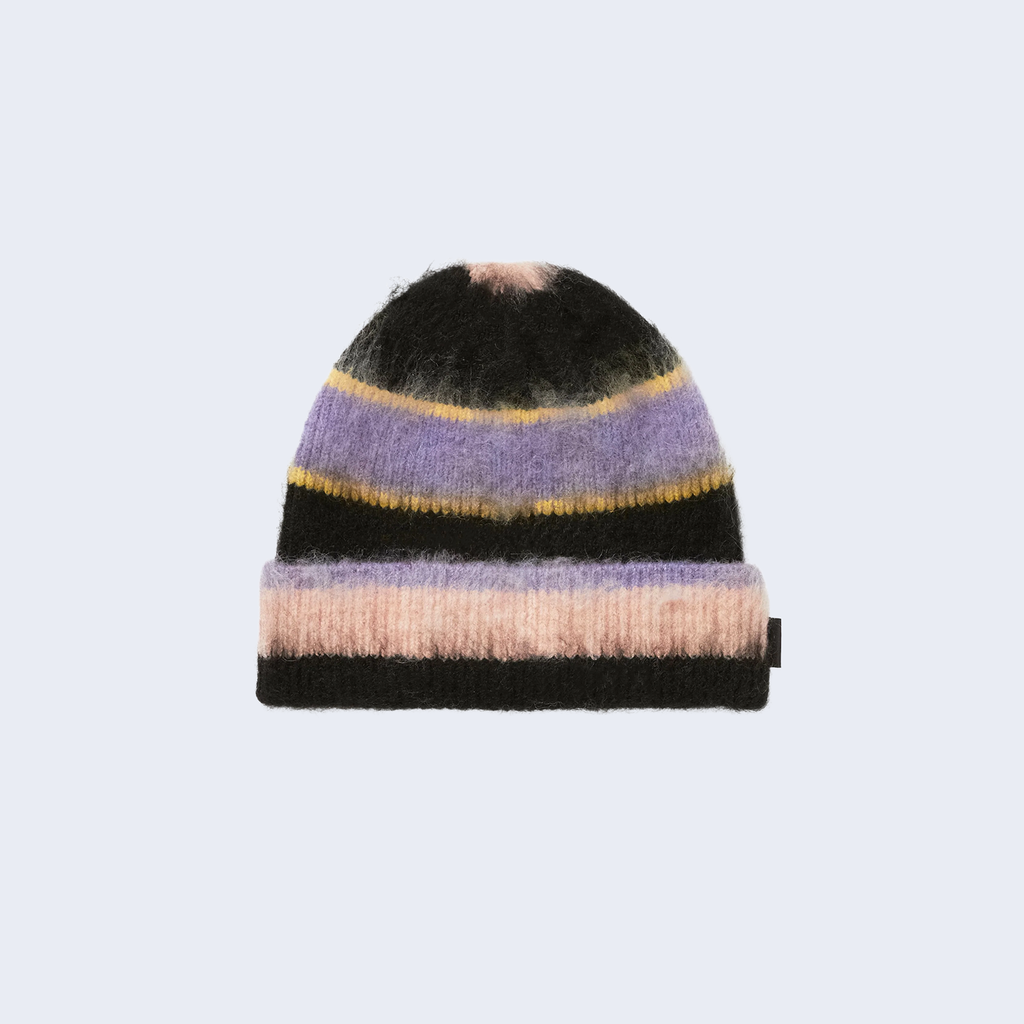 Striped Mohair Beanie Black