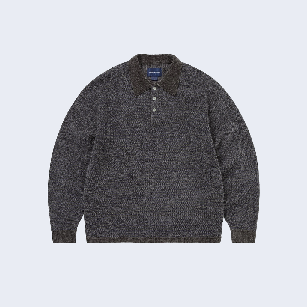 Velvet Knit Polo Charcoal