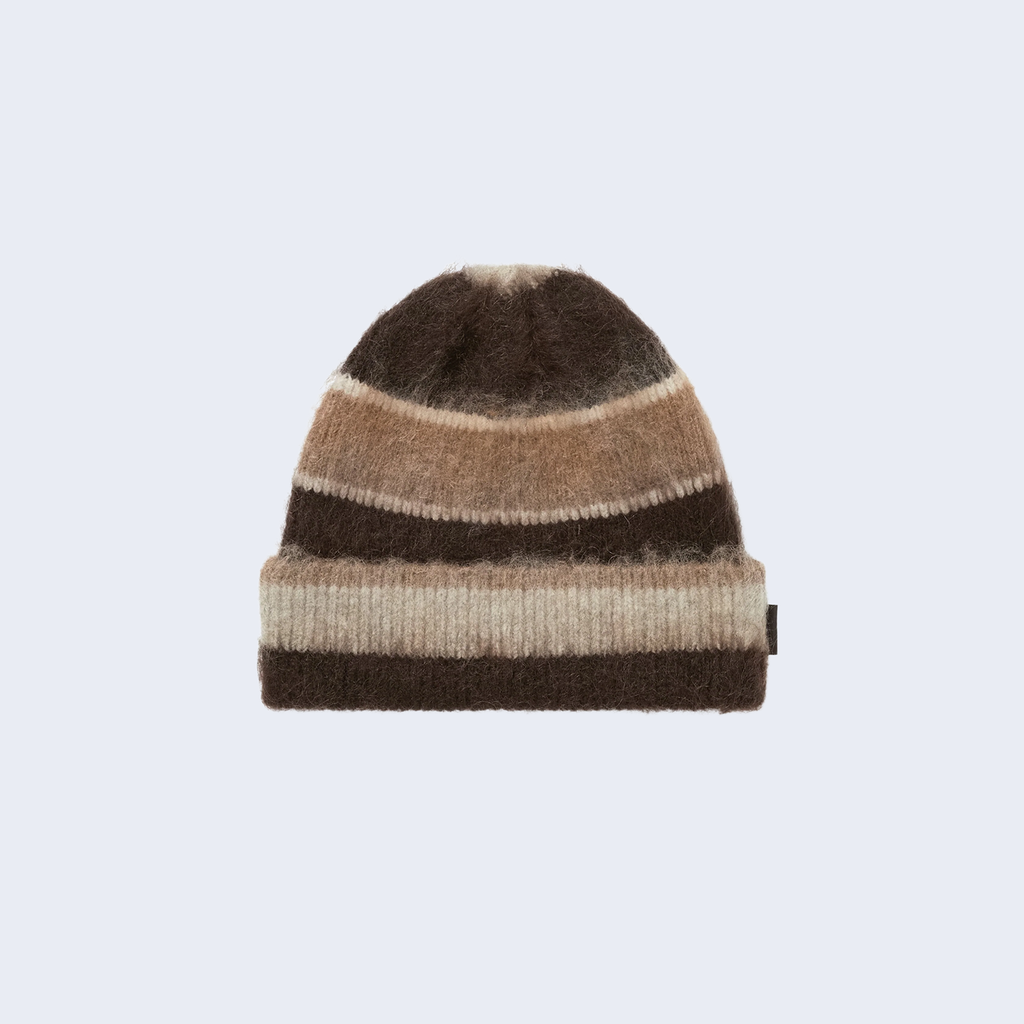 Striped Mohair Beanie Brown