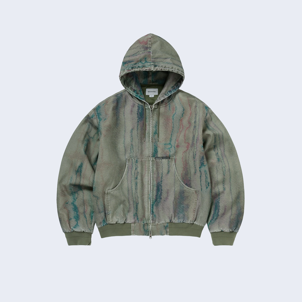 Blurred Hooded Jacket Olive