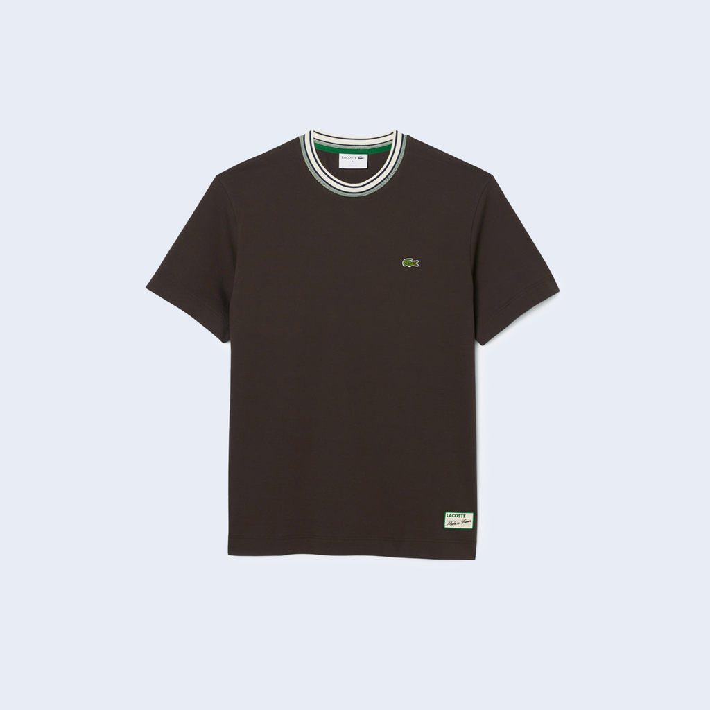 T-shirt Made In France Striped Collar Brown