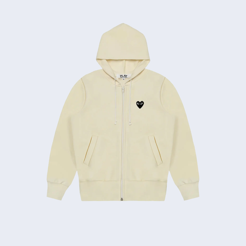 Hoodie Full Zip Ivory Black Heart