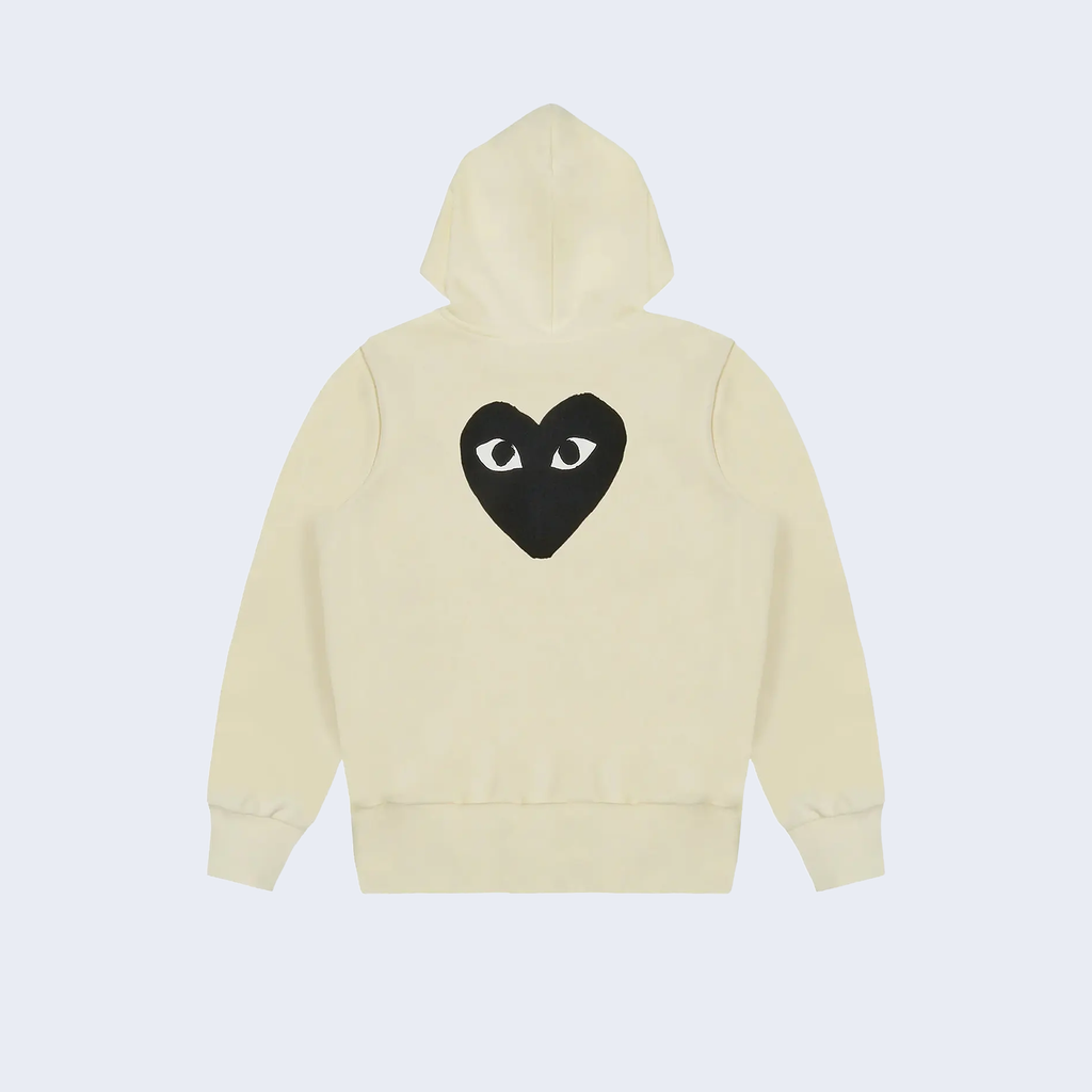 Hoodie Full Zip Ivory Black Heart