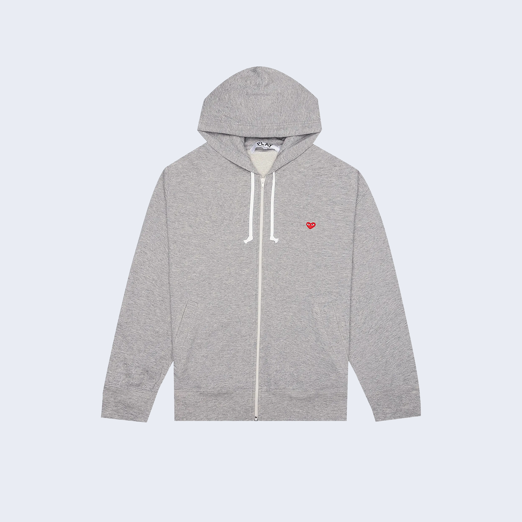Hoodie Full Zip Small Heart Grey