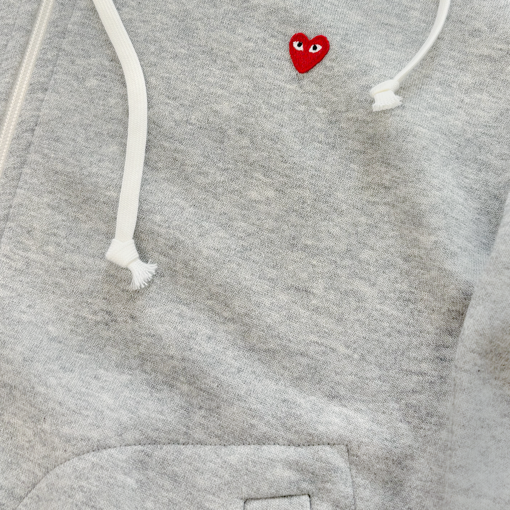 Hoodie Full Zip Small Heart Grey