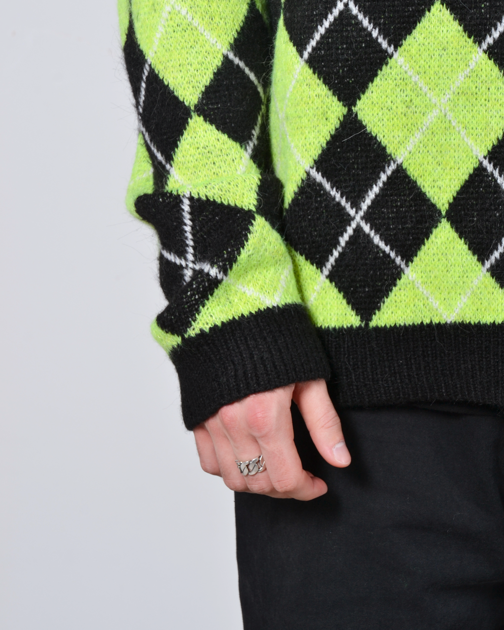 Argyle Mohair Sweater Lime Green