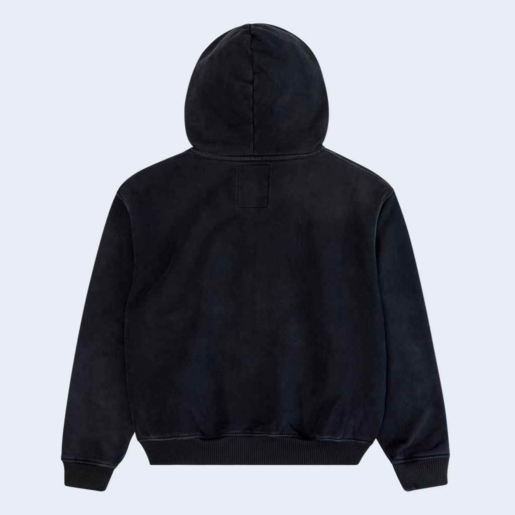 Patchwork Face Heavyweight Zip Up Hoodie Black