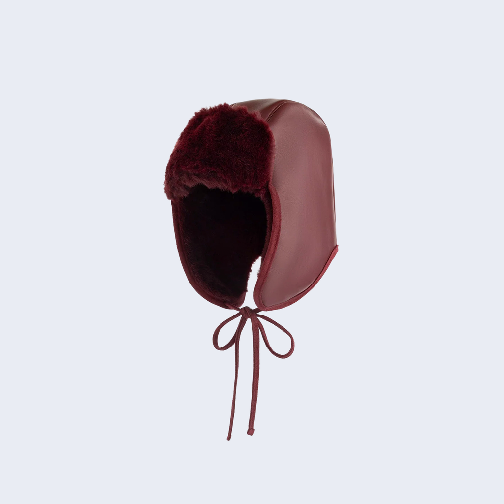 Leather Aviator Cap Bordeaux
