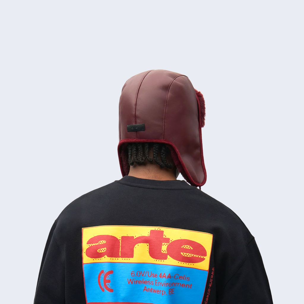 Leather Aviator Cap Bordeaux