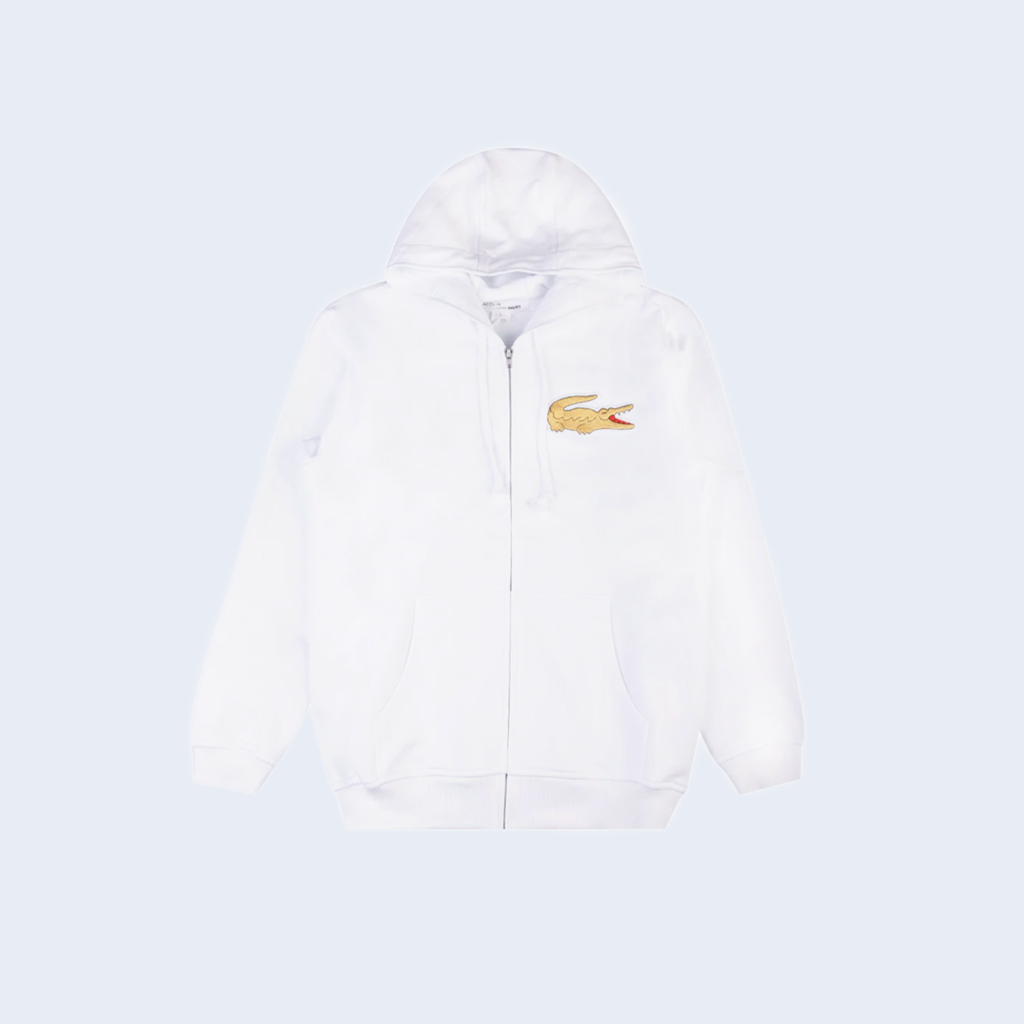 CDG Shirt x Lacoste Zip Hoodie White