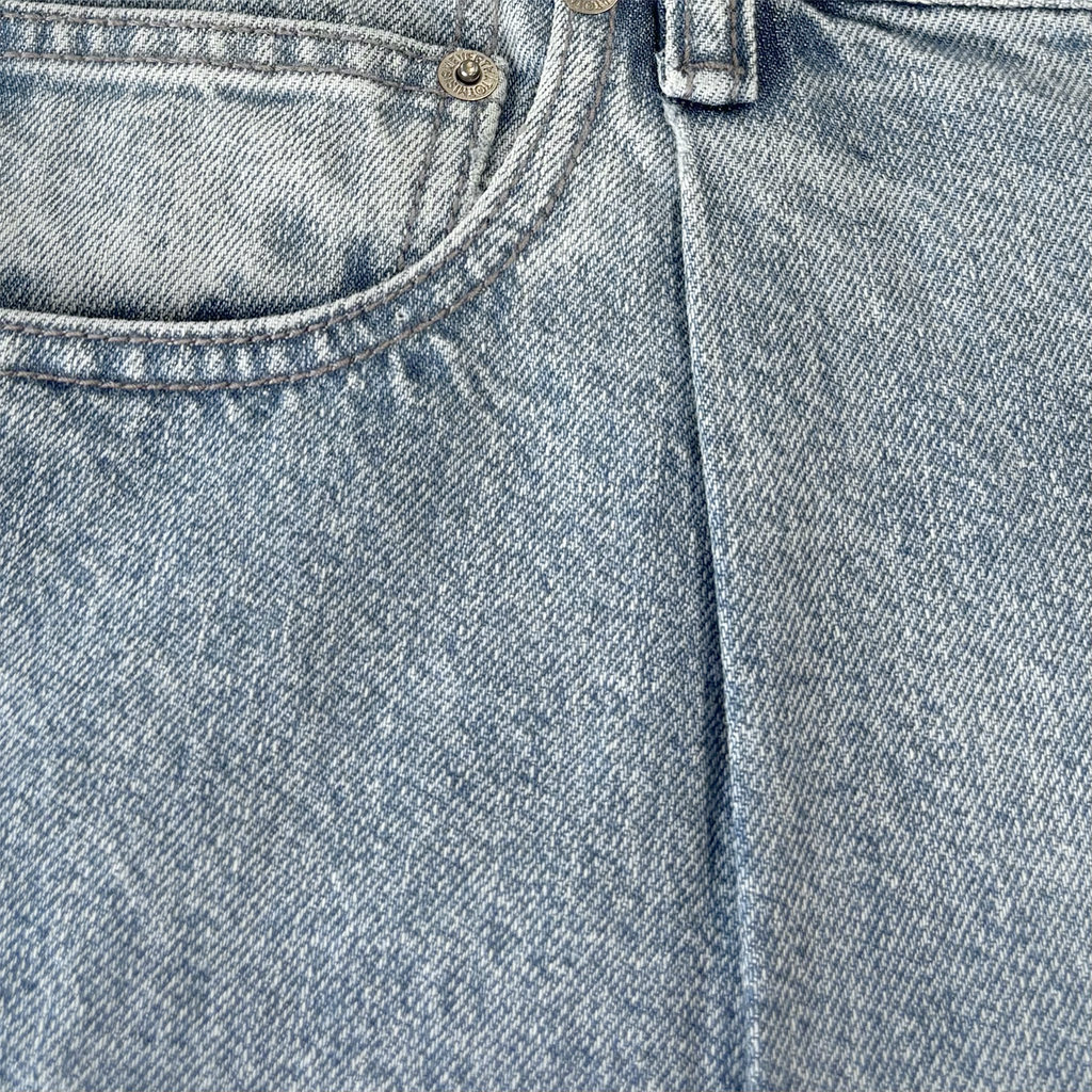 Loose Denim Short Washed Blue