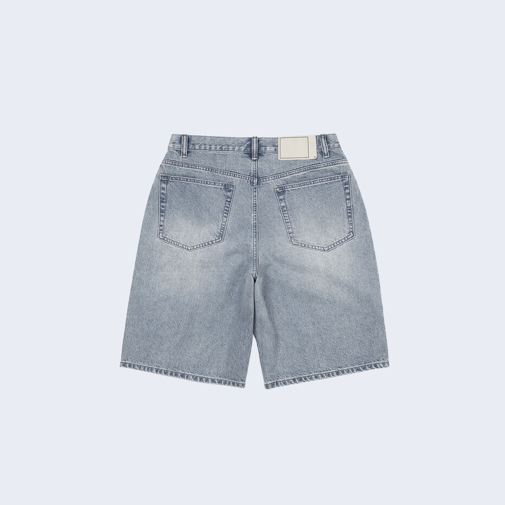 Loose Denim Short Washed Blue