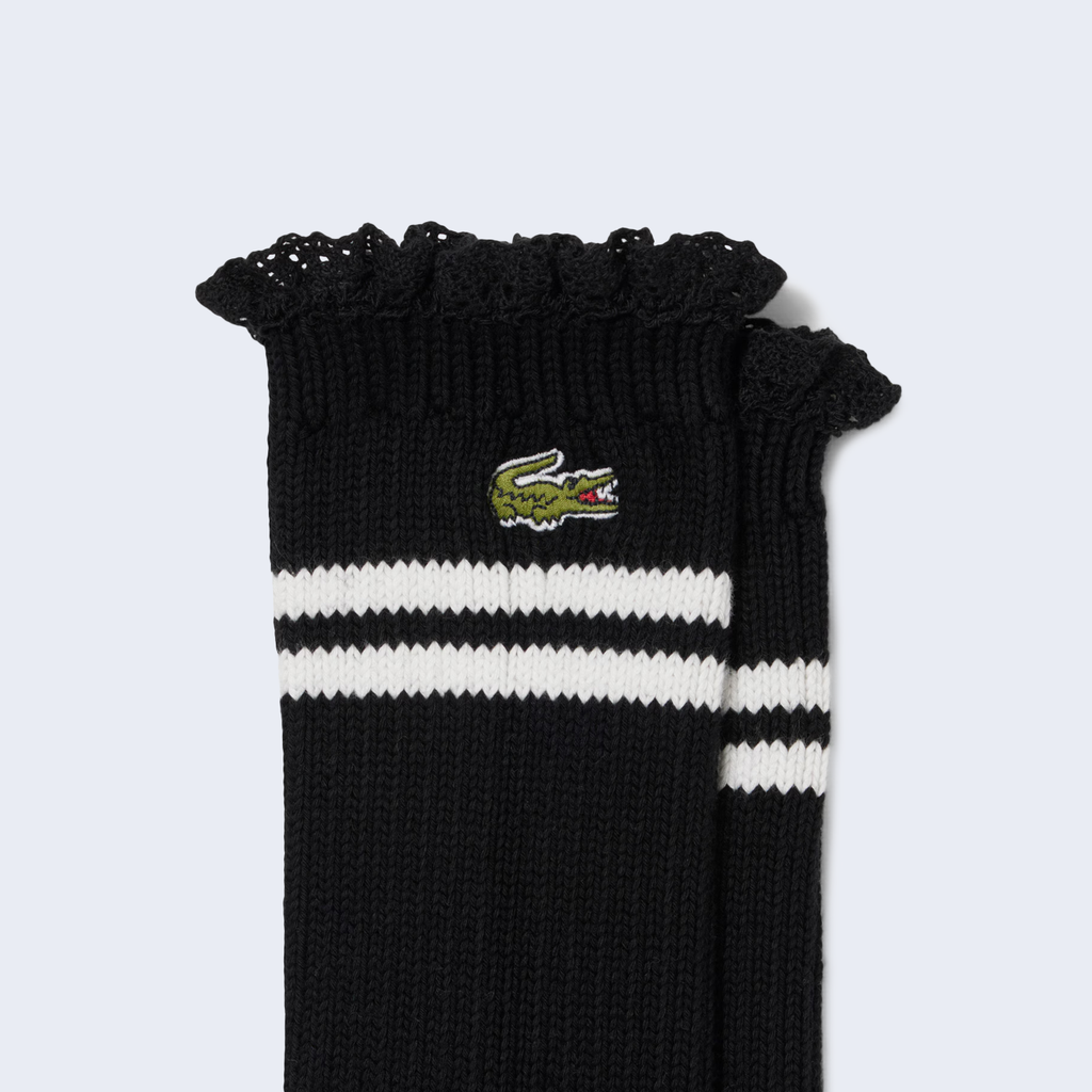 Lace Edge Ribbed Socks Black