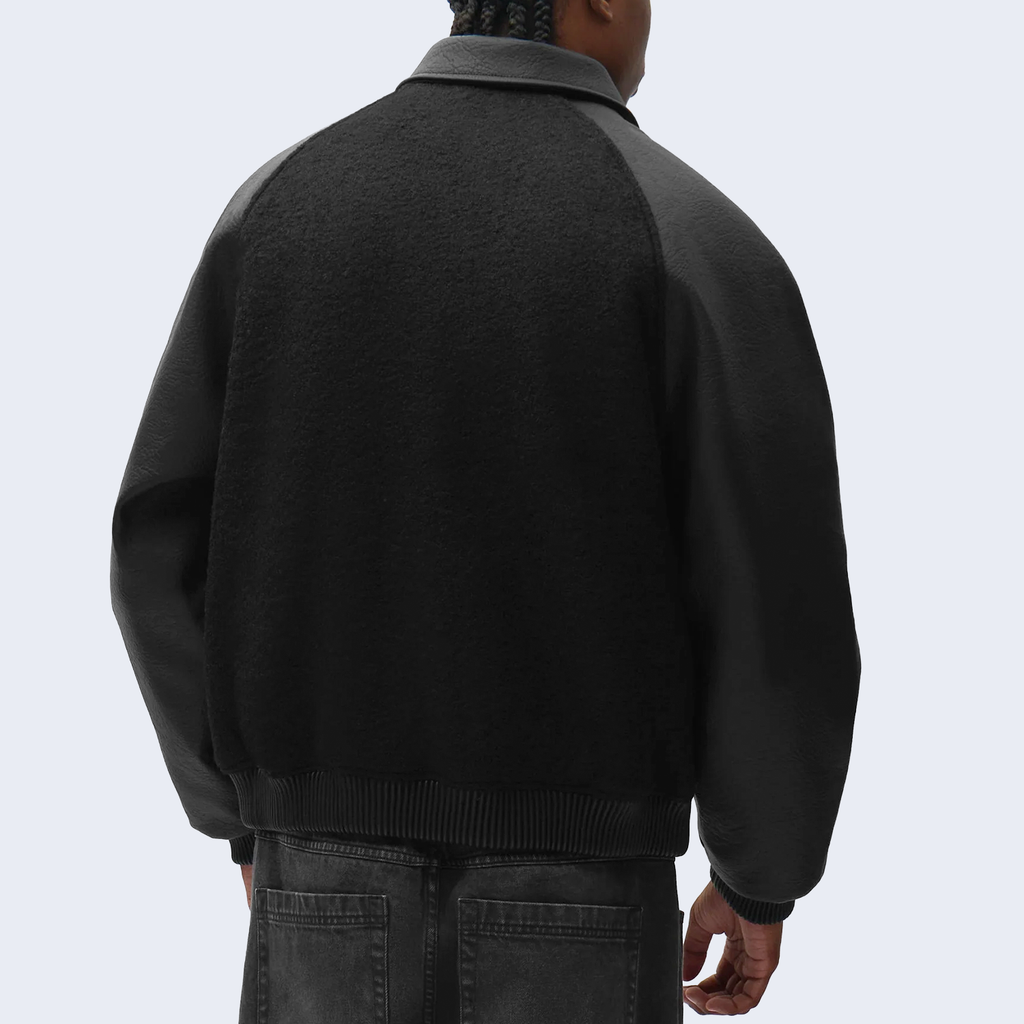 Leather Varsity Jacket Black