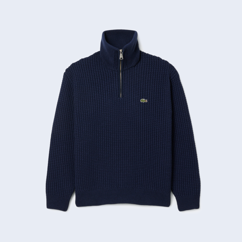 Half-Zipped Sweater Wool High Collar Blue Night
