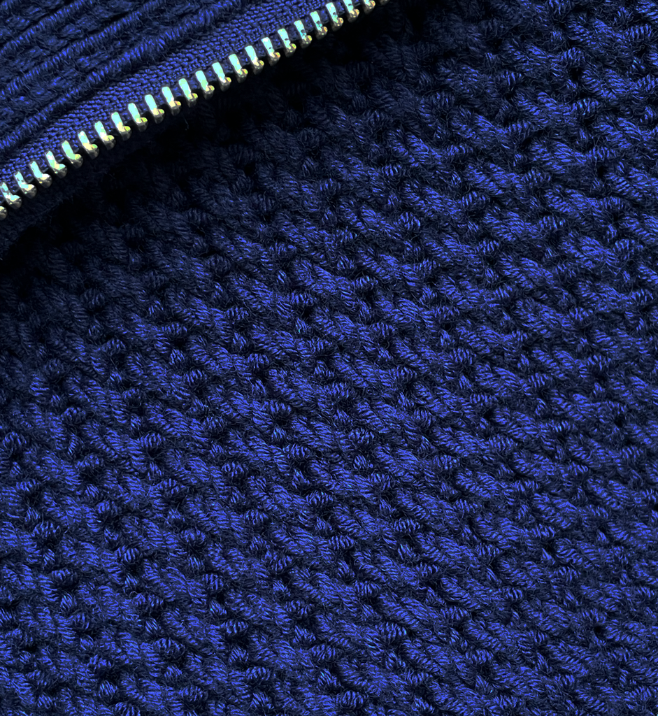 Half-Zipped Sweater Wool High Collar Blue Night