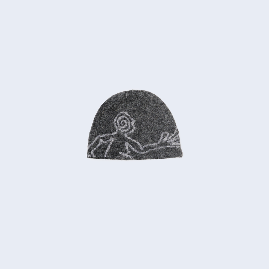 Moscot Mohair Mixed Knit Beanie Dark Grey