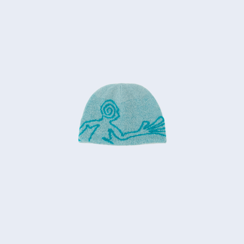 Moscot Mohair Mixed Knit Beanie Turquoise