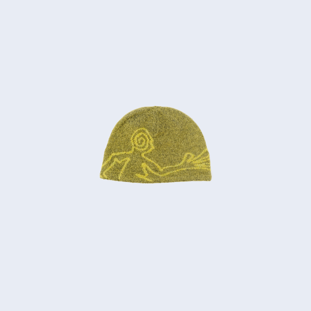 Moscot Mohair Mixed Knit Beanie Yellow