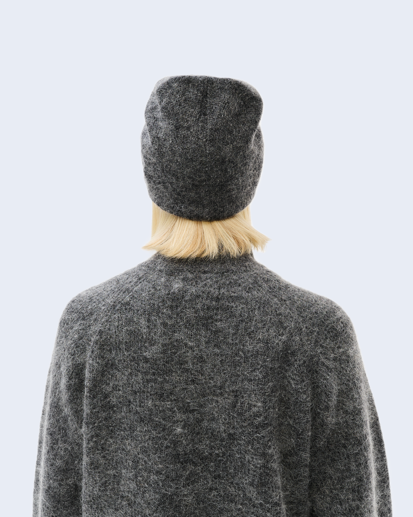 Moscot Mohair Mixed Knit Beanie Dark Grey