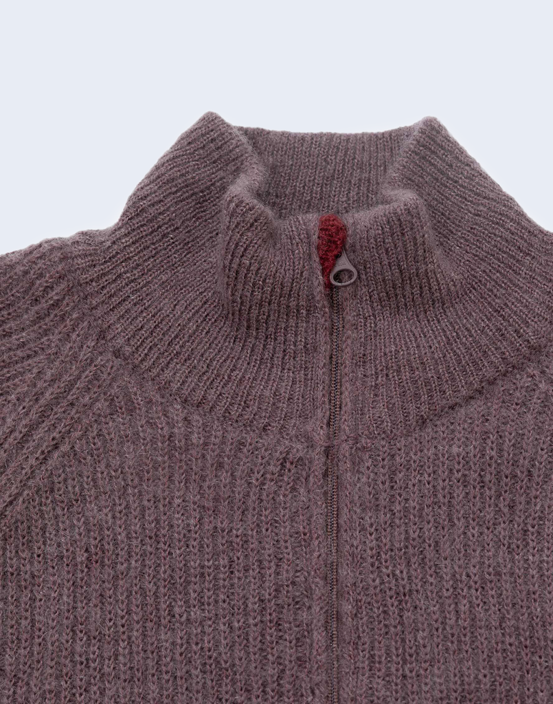 Essence Mohair Mixed Knit Top Maroon