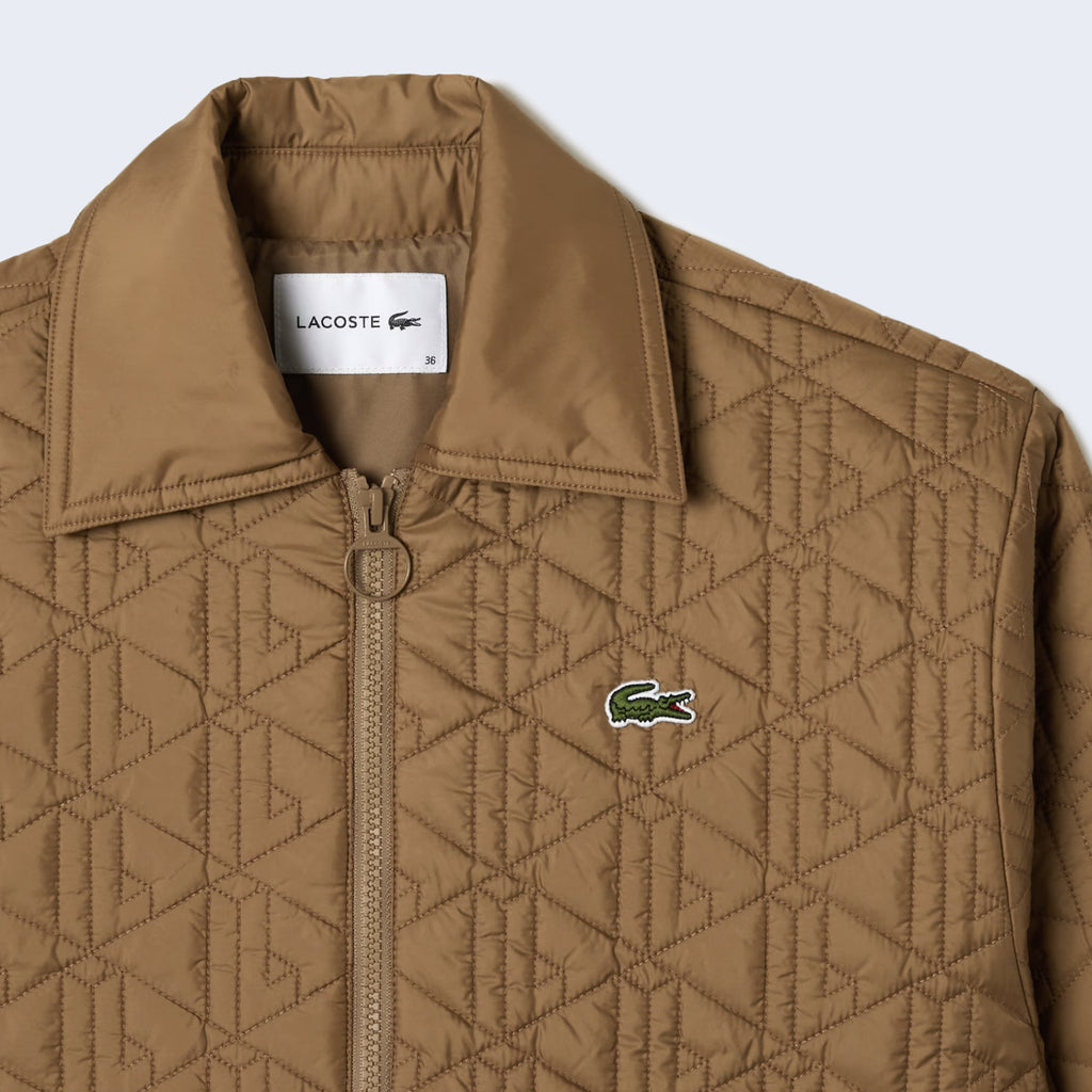 Embroidered Monogram Puffer Jacket Brown