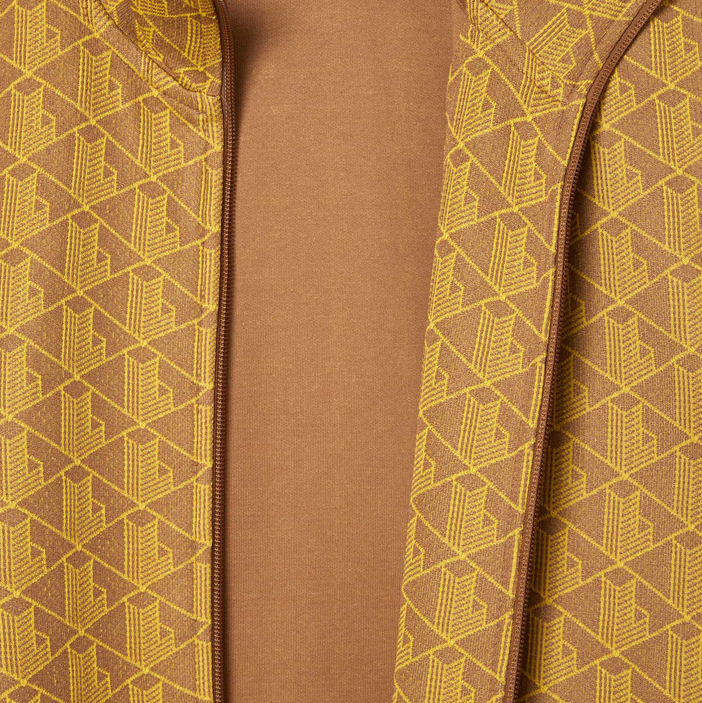 Monogram Patterned Jacquard Zip Jacket Brown / Yellow