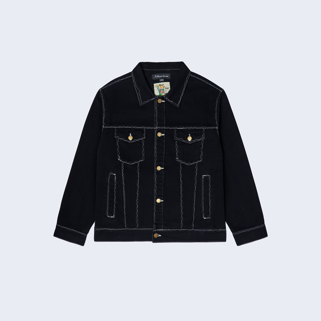 Messy Stitched Work Jacket Black