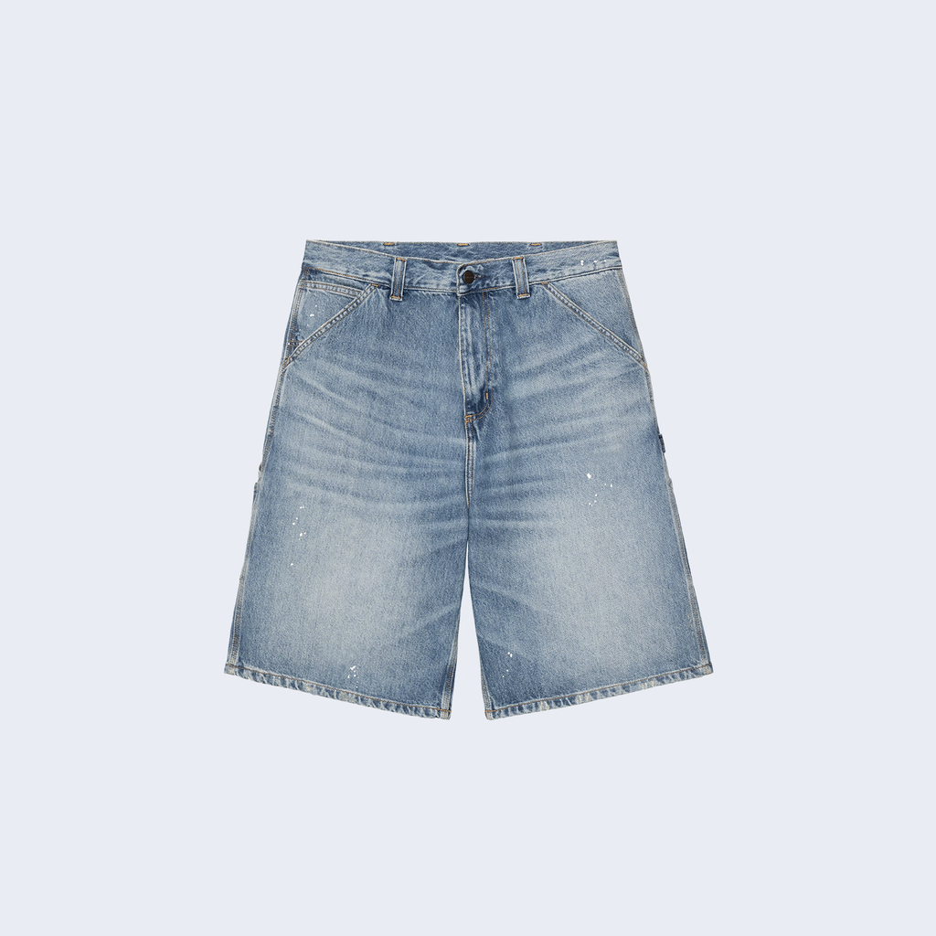 OG Single Knee Short Blue Destroy Wash Splatter