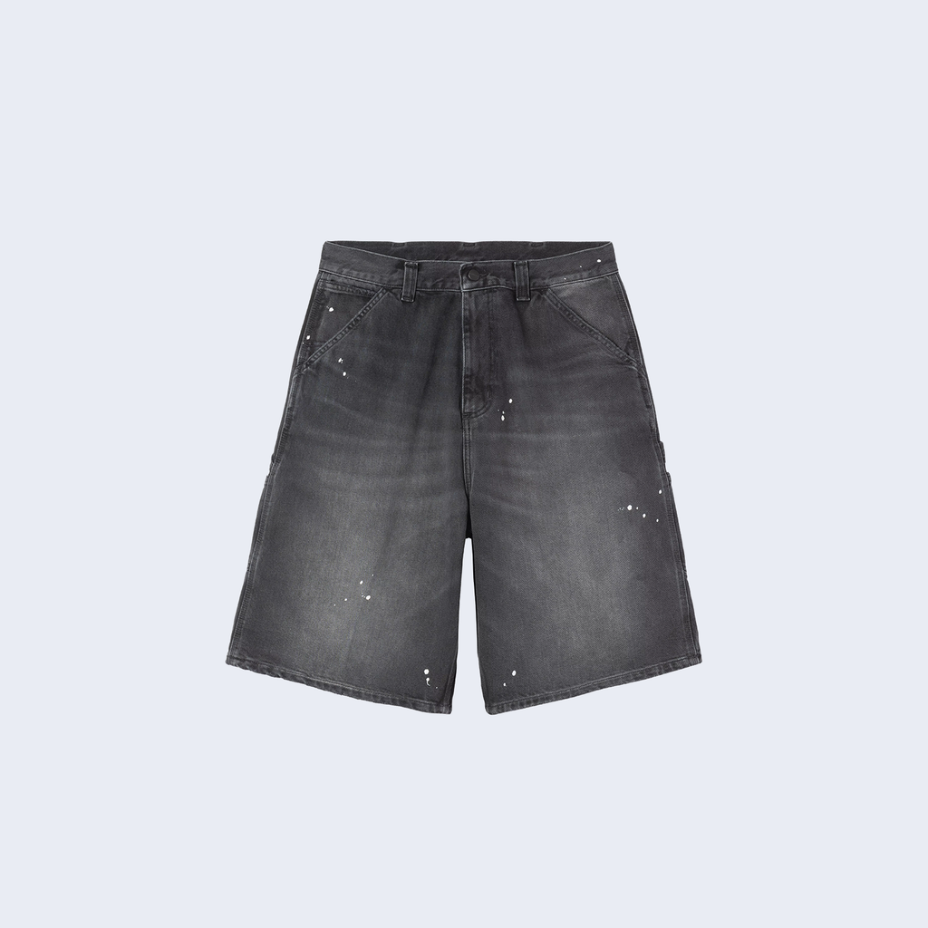OG Single Knee Short Black Destroy Wash Splatter