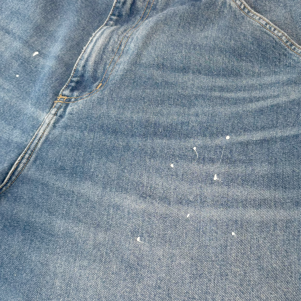 OG Single Knee Short Blue Destroy Wash Splatter