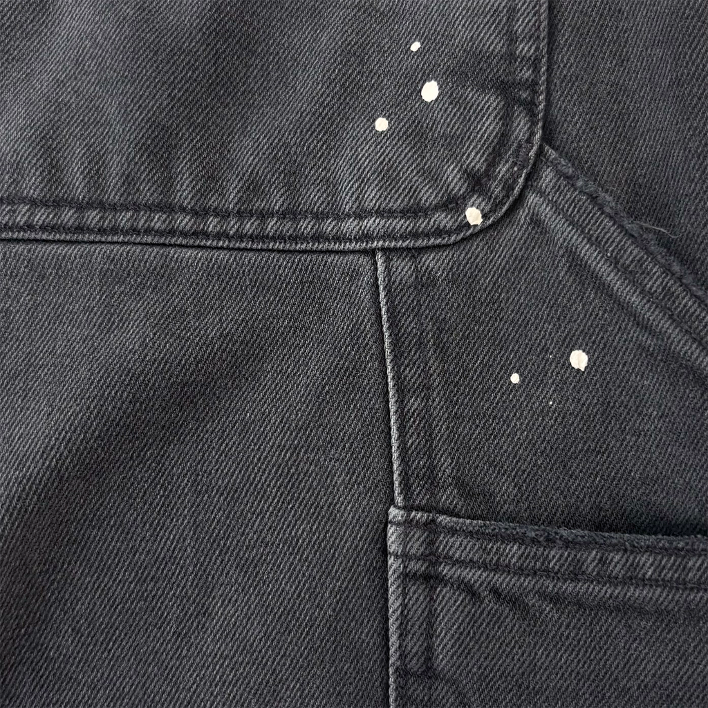 OG Single Knee Short Black Destroy Wash Splatter