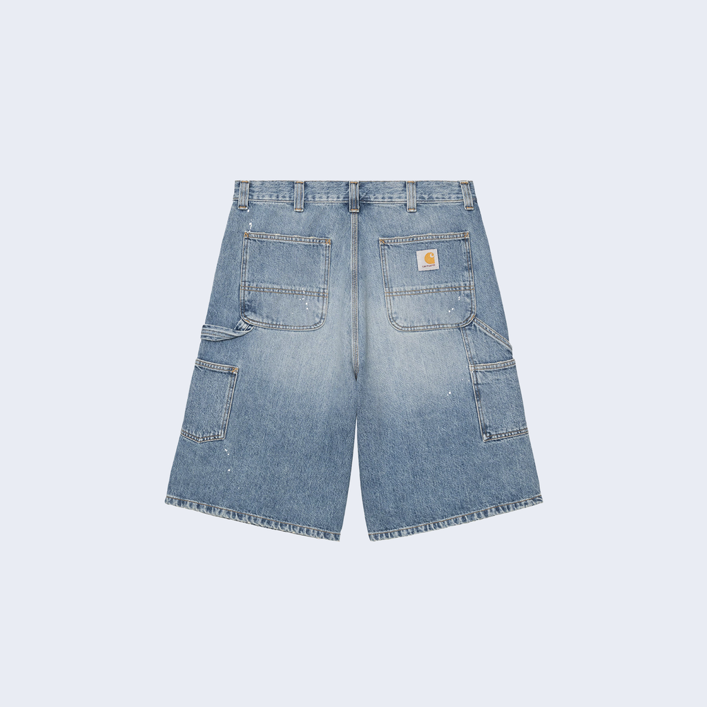 OG Single Knee Short Blue Destroy Wash Splatter