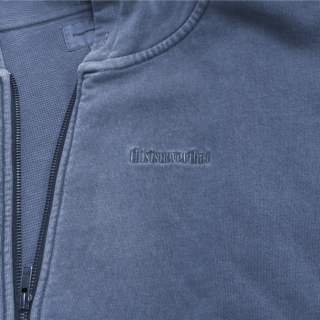 Waffle Lined Zip Up Hoodie Warm Blue